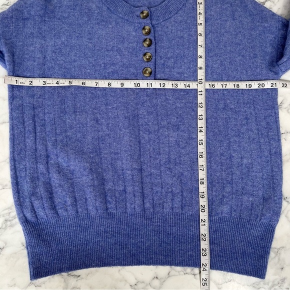 Madewell Heather Sky Blue Bowden Henley Sweater in Coziest Alpaca Yarn Small - Picture 7 of 10